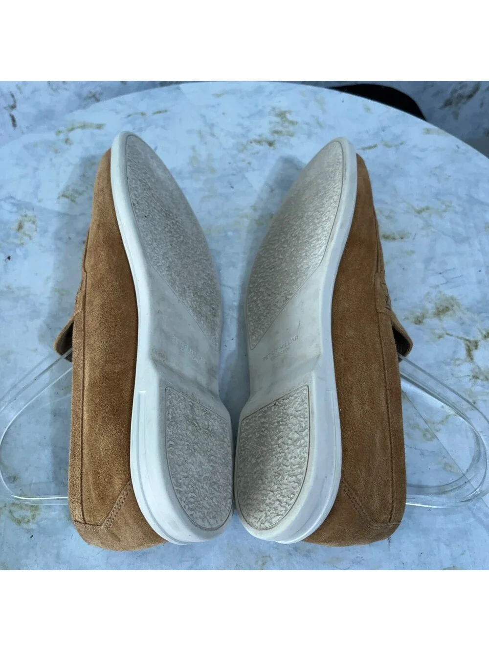 Peter Millar Mens Size 8M Shoes Brown White Suede Comfort Casual  Moc Toe Loafer